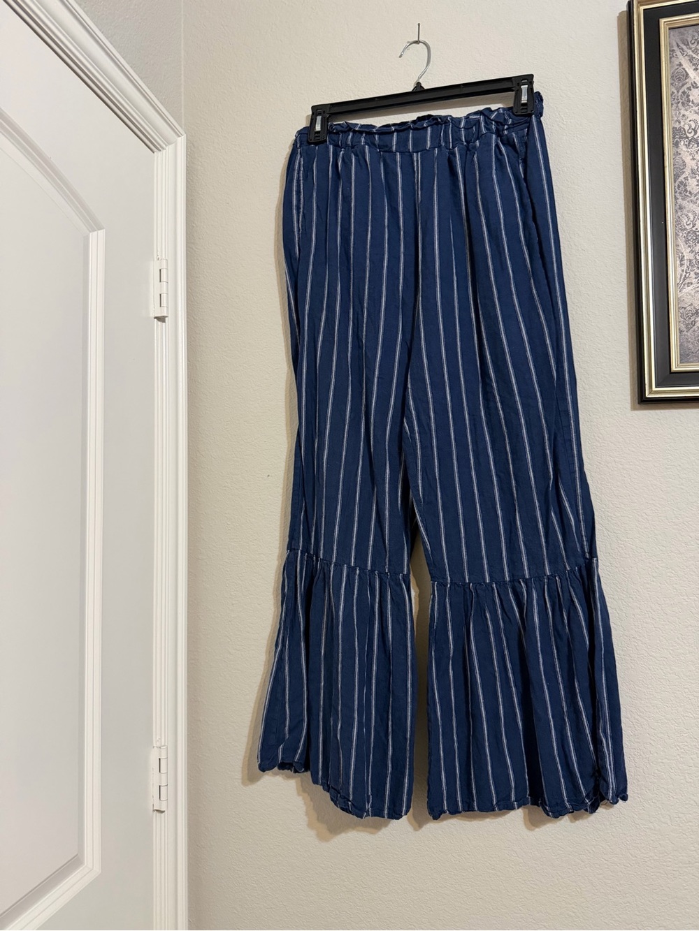GB girls Navy Blue Vertical Stripe Wide Leg Pants